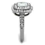 TK2114 - High polished (no plating) Stainless Steel Ring with AAA Grade CZ  in Clear - Alamode