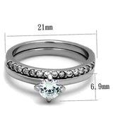 TK2115 - High polished (no plating) Stainless Steel Ring with AAA Grade CZ  in Clear - Alamode