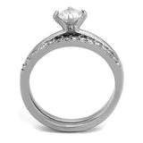 TK2115 - High polished (no plating) Stainless Steel Ring with AAA Grade CZ  in Clear - Alamode