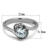 TK2116 - High polished (no plating) Stainless Steel Ring with AAA Grade CZ  in Clear - Alamode