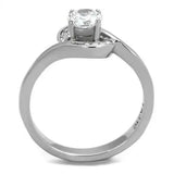 TK2116 - High polished (no plating) Stainless Steel Ring with AAA Grade CZ in Clear - Alamode - Flyclothing LLC