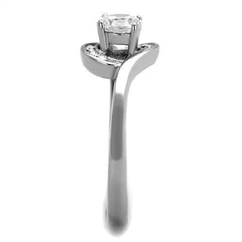 TK2116 - High polished (no plating) Stainless Steel Ring with AAA Grade CZ in Clear - Alamode - Flyclothing LLC
