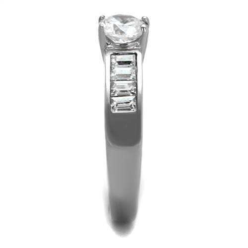 TK2117 - High polished (no plating) Stainless Steel Ring with AAA Grade CZ in Clear - Alamode - Flyclothing LLC