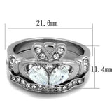 TK2119 - High polished (no plating) Stainless Steel Ring with AAA Grade CZ  in Clear - Alamode