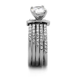 TK2120 - High polished (no plating) Stainless Steel Ring with AAA Grade CZ in Clear - Alamode - Flyclothing LLC