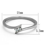 TK2121 - High polished (no plating) Stainless Steel Ring with AAA Grade CZ  in Clear - Alamode