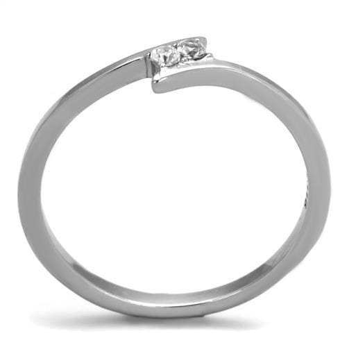 TK2121 - High polished (no plating) Stainless Steel Ring with AAA Grade CZ in Clear - Alamode - Flyclothing LLC