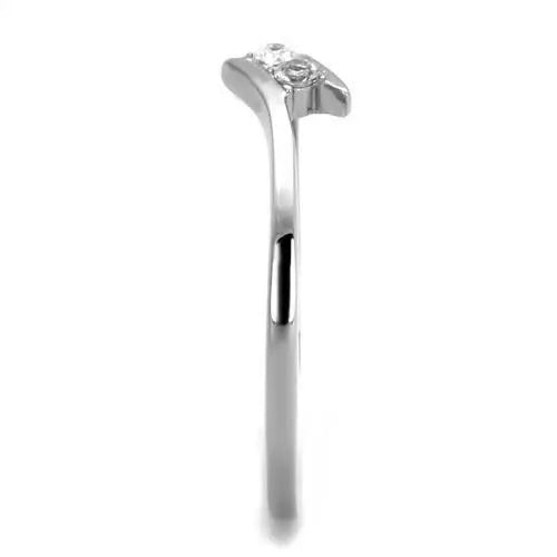 TK2121 - High polished (no plating) Stainless Steel Ring with AAA Grade CZ in Clear - Alamode - Flyclothing LLC