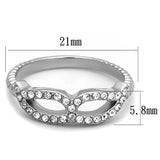 TK2122 - High polished (no plating) Stainless Steel Ring with Top Grade Crystal  in Clear - Alamode