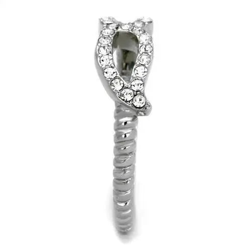 TK2122 - High polished (no plating) Stainless Steel Ring with Top Grade Crystal in Clear - Alamode - Flyclothing LLC
