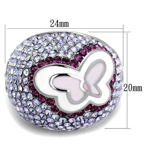 TK2125 - High polished (no plating) Stainless Steel Ring with Top Grade Crystal in Multi Color - Alamode - Flyclothing LLC