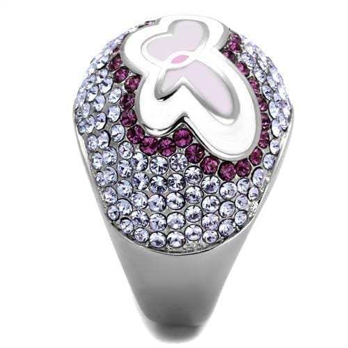 TK2125 - High polished (no plating) Stainless Steel Ring with Top Grade Crystal in Multi Color - Alamode - Flyclothing LLC