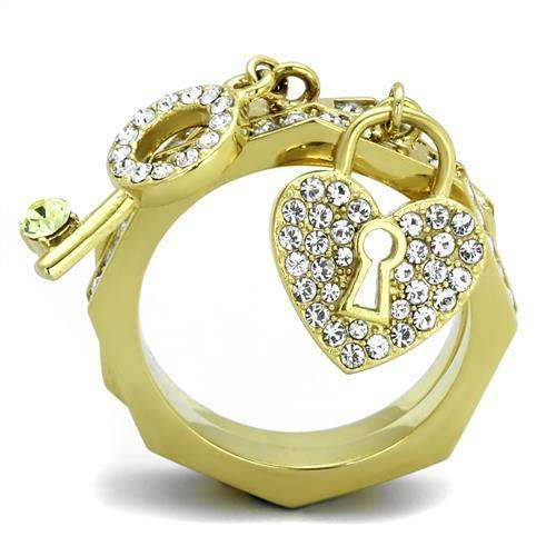 TK2127 - IP Gold(Ion Plating) Stainless Steel Ring with Top Grade Crystal in Citrine Yellow - Alamode - Flyclothing LLC