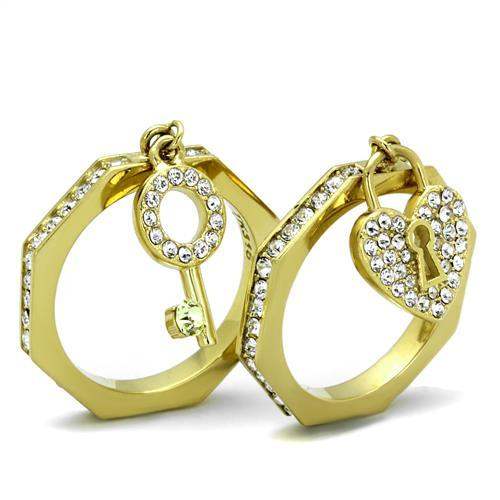 TK2127 - IP Gold(Ion Plating) Stainless Steel Ring with Top Grade Crystal in Citrine Yellow - Alamode - Flyclothing LLC