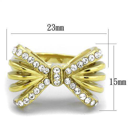 TK2128 - IP Gold(Ion Plating) Stainless Steel Ring with Top Grade Crystal in Clear - Alamode - Flyclothing LLC