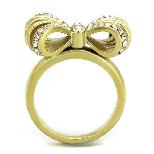 TK2128 - IP Gold(Ion Plating) Stainless Steel Ring with Top Grade Crystal in Clear - Alamode - Flyclothing LLC