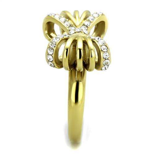 TK2128 - IP Gold(Ion Plating) Stainless Steel Ring with Top Grade Crystal in Clear - Alamode - Flyclothing LLC