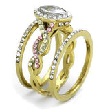TK2129 - Two-Tone IP Gold (Ion Plating) Stainless Steel Ring with AAA Grade CZ in Clear - Alamode - Flyclothing LLC