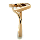 TK2130 - IP Rose Gold(Ion Plating) Stainless Steel Ring with Top Grade Crystal  in Clear - Alamode