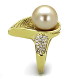 TK2131 - IP Gold(Ion Plating) Stainless Steel Ring with Synthetic Pearl in Champagne - Alamode - Flyclothing LLC
