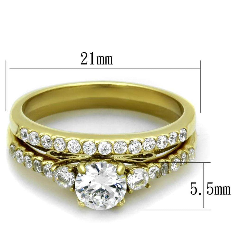 TK2133 - IP Gold(Ion Plating) Stainless Steel Ring with AAA Grade CZ in Clear - Alamode - Flyclothing LLC