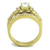 TK2133 - IP Gold(Ion Plating) Stainless Steel Ring with AAA Grade CZ in Clear - Alamode - Flyclothing LLC