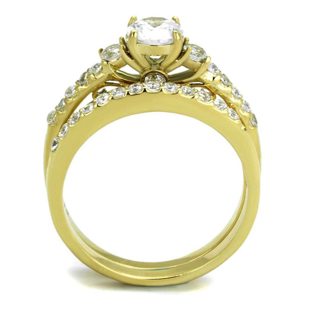 TK2133 - IP Gold(Ion Plating) Stainless Steel Ring with AAA Grade CZ in Clear - Alamode - Flyclothing LLC