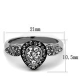 TK2136 - Two-Tone IP Black Stainless Steel Ring with Top Grade Crystal in Black Diamond - Alamode - Flyclothing LLC