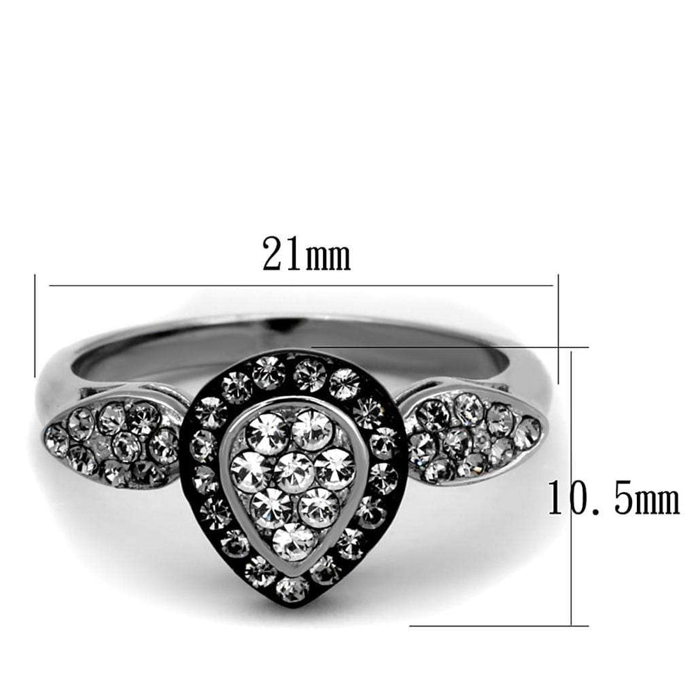 TK2136 - Two-Tone IP Black Stainless Steel Ring with Top Grade Crystal in Black Diamond - Alamode - Flyclothing LLC