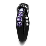 TK2140 - IP Black(Ion Plating) Stainless Steel Ring with AAA Grade CZ  in Amethyst - Alamode