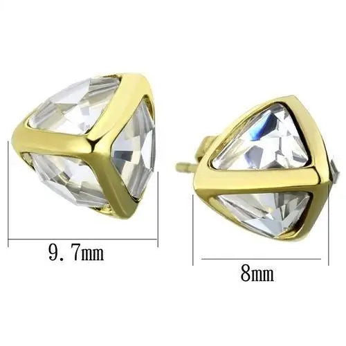TK2148 - IP Gold(Ion Plating) Stainless Steel Earrings with Synthetic Synthetic Glass in Clear - Alamode - Flyclothing LLC