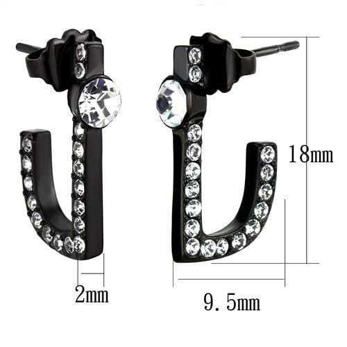 TK2150 - IP Black(Ion Plating) Stainless Steel Earrings with Top Grade Crystal in Clear - Alamode - Flyclothing LLC