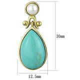TK2151 - IP Gold(Ion Plating) Stainless Steel Earrings with Synthetic Turquoise in Turquoise - Alamode