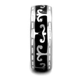 TK2154 - High polished (no plating) Stainless Steel Ring with Epoxy  in Jet - Alamode