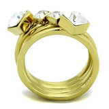 TK2158 - IP Gold(Ion Plating) Stainless Steel Ring with Top Grade Crystal  in Clear - Alamode