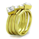 TK2158 - IP Gold(Ion Plating) Stainless Steel Ring with Top Grade Crystal  in Clear - Alamode