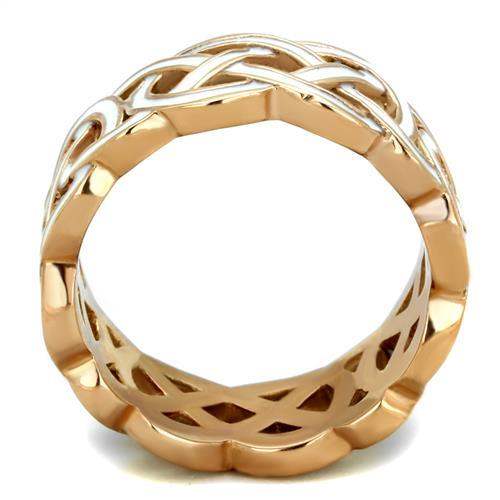 TK2159 - IP Rose Gold(Ion Plating) Stainless Steel Ring with Epoxy in White - Alamode - Flyclothing LLC