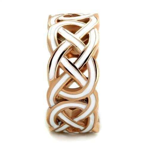 TK2159 - IP Rose Gold(Ion Plating) Stainless Steel Ring with Epoxy in White - Alamode - Flyclothing LLC