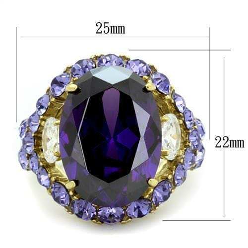 TK2160 - IP Gold(Ion Plating) Stainless Steel Ring with AAA Grade CZ in Amethyst - Alamode - Flyclothing LLC
