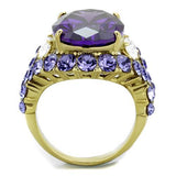 TK2160 - IP Gold(Ion Plating) Stainless Steel Ring with AAA Grade CZ  in Amethyst - Alamode