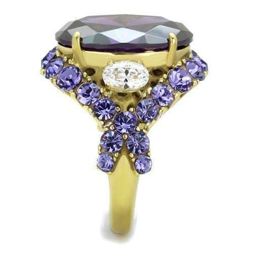 TK2160 - IP Gold(Ion Plating) Stainless Steel Ring with AAA Grade CZ in Amethyst - Alamode - Flyclothing LLC