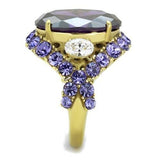 TK2160 - IP Gold(Ion Plating) Stainless Steel Ring with AAA Grade CZ  in Amethyst - Alamode