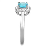 TK2161 - High polished (no plating) Stainless Steel Ring with Synthetic Synthetic Glass in Sea Blue - Alamode - Flyclothing LLC