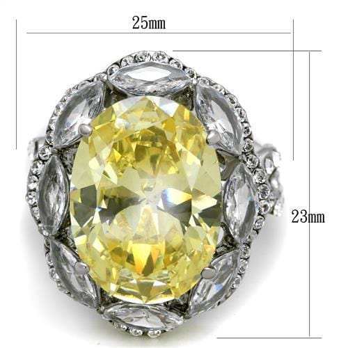 TK2162 - High polished (no plating) Stainless Steel Ring with AAA Grade CZ in Citrine Yellow - Alamode - Flyclothing LLC