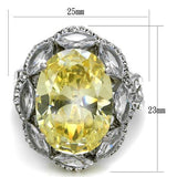 TK2162 - High polished (no plating) Stainless Steel Ring with AAA Grade CZ  in Citrine Yellow - Alamode