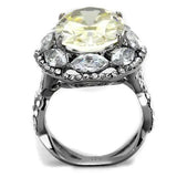 TK2162 - High polished (no plating) Stainless Steel Ring with AAA Grade CZ  in Citrine Yellow - Alamode
