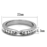 TK2163 - High polished (no plating) Stainless Steel Ring with Top Grade Crystal  in Clear - Alamode