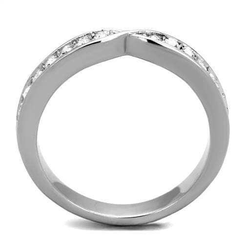 TK2163 - High polished (no plating) Stainless Steel Ring with Top Grade Crystal in Clear - Alamode - Flyclothing LLC