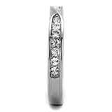 TK2163 - High polished (no plating) Stainless Steel Ring with Top Grade Crystal  in Clear