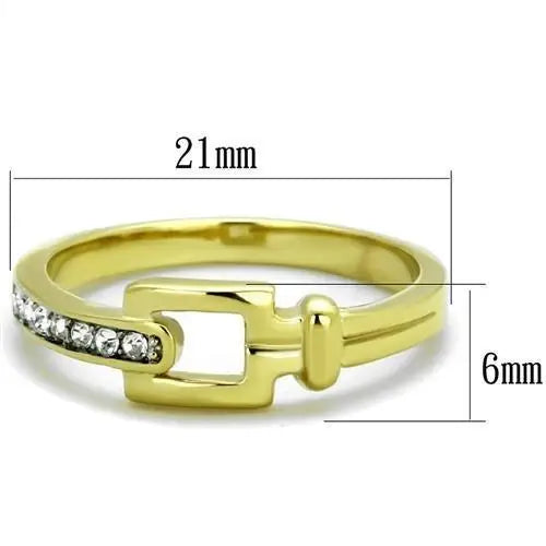 TK2164 - Two-Tone IP Gold (Ion Plating) Stainless Steel Ring with Top Grade Crystal in Clear - Alamode - Flyclothing LLC